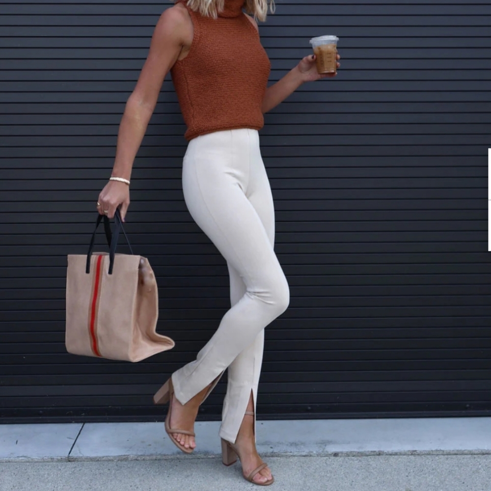 VICI New! Split Hem Stretch Pant ivory small